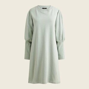 J Crew Mint Original Cotton Terry Puff-sleeve Sweatshirt Dress